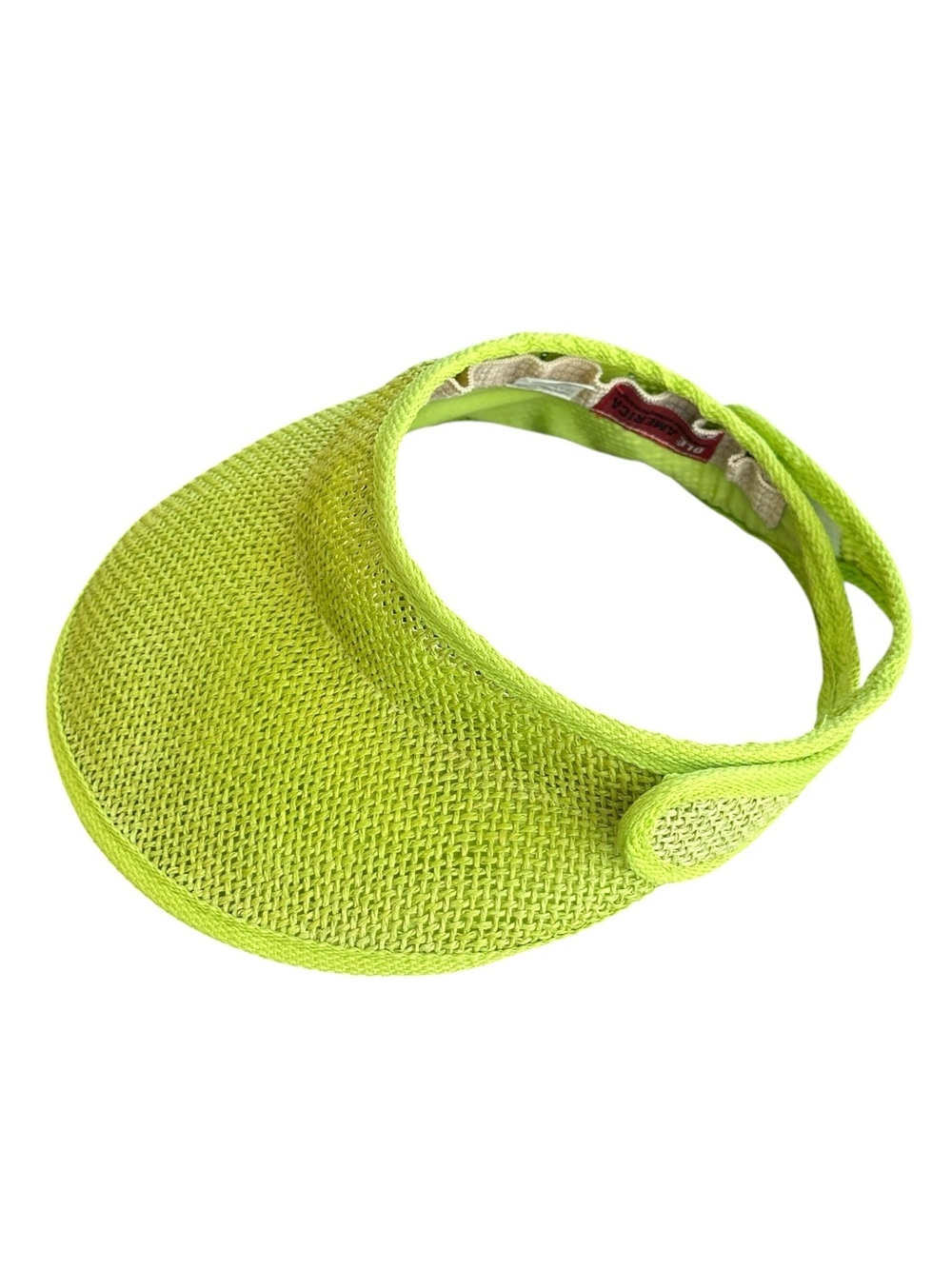 Olé America Lime Green Raffia Straw Visor, Adjustable, One Size
